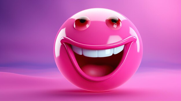 Emoji de risa 3D sobre fondo rosa aislado