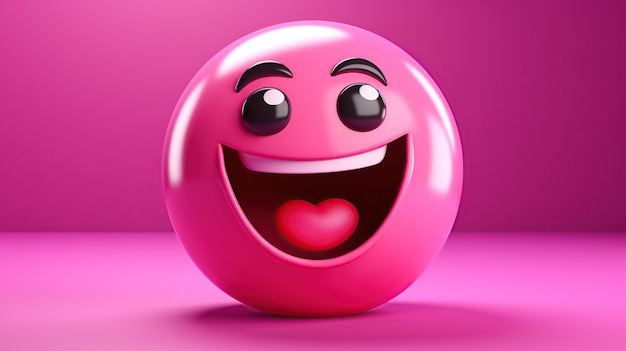 Emoji de risa 3D sobre fondo rosa aislado