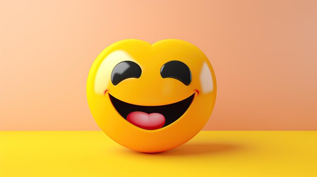 Emoji de risa de amor 3D sobre fondo amarillo aislado