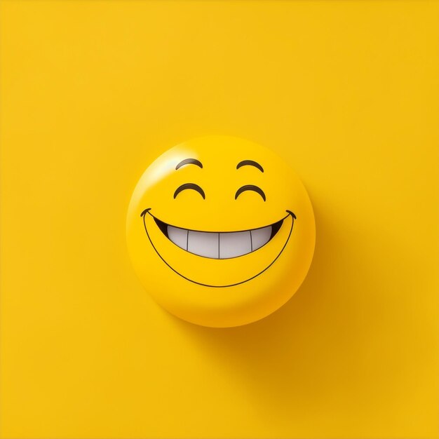 Foto emoji de sonrisa amarilla sobre un fondo amarillo