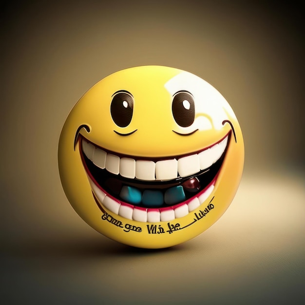 Emoji de sonrisa feliz amarillo IA generativa