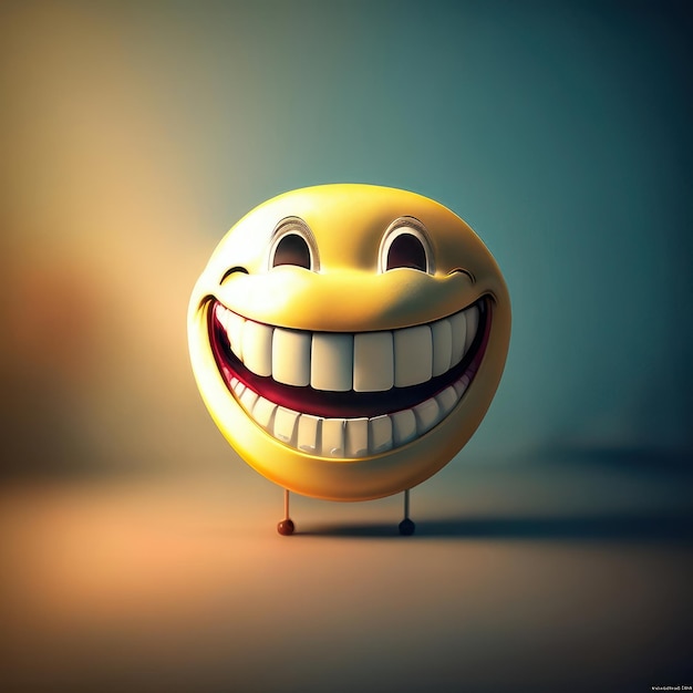 Emoji de sonrisa feliz amarillo IA generativa