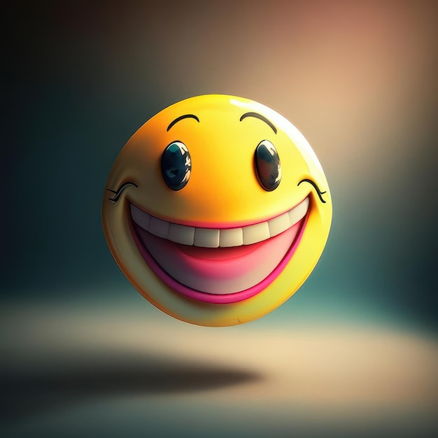 Emoji de sonrisa feliz amarillo IA generativa