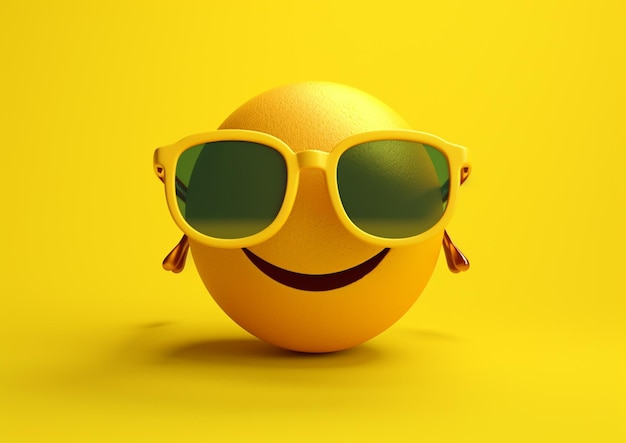 Emoji sorridente amarelo 3D mostrando estados de espírito e expressões faciais