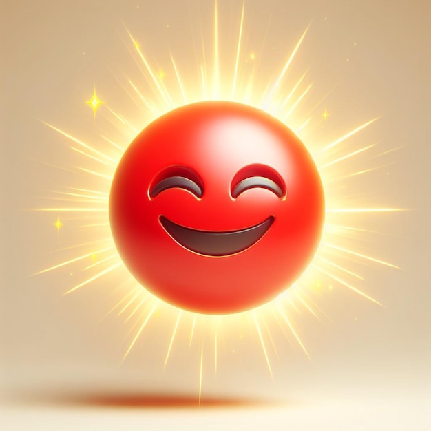 Emoji vermelho 3D feliz