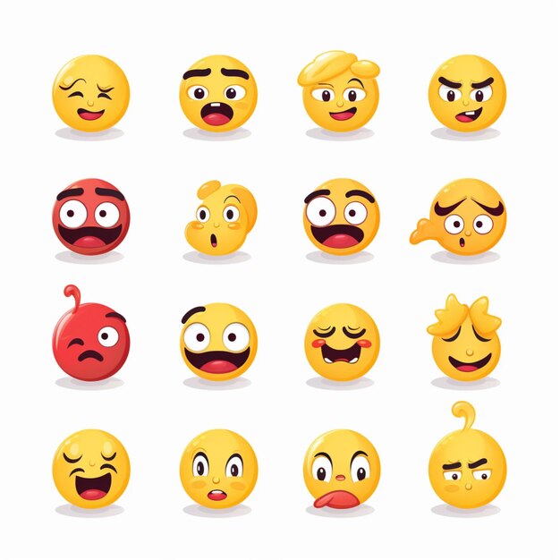 Emojis 2d ilustração vetorial de desenho animado em branco