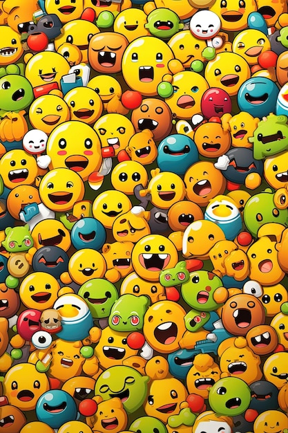 Emojis-Cartoon-Hintergrundmuster-Tapete