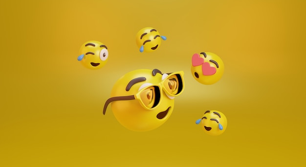 Emojis con diversas expresiones. Fotos Premium