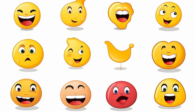 Foto emojis isolados em fundo branco