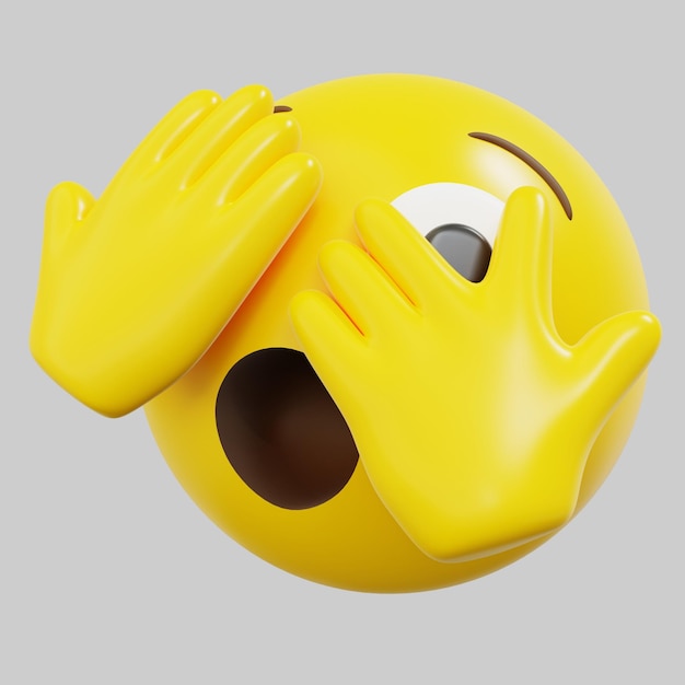 Foto emoticon 3d emoji de desenho animado de rosto confuso ou bola amarela sorridente