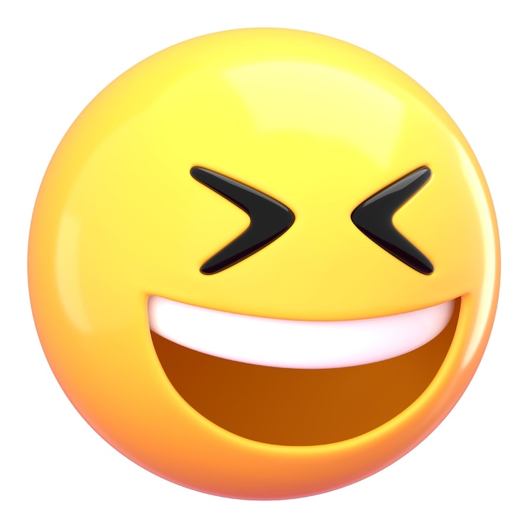 Foto emoticon 3d png adesivo de rosto rindo fundo transparente