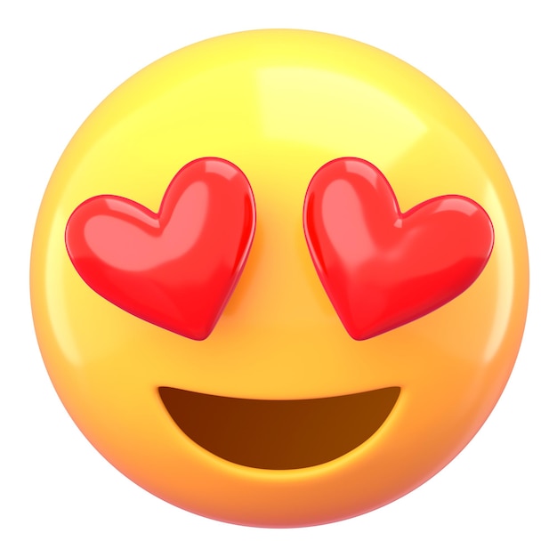 Emoticon 3D png olho de coração adesivo fundo transparente