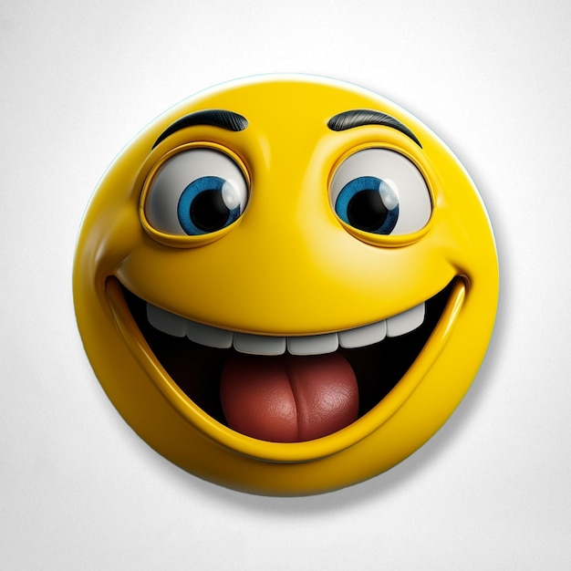 Foto emoticon amarelo sorridente no estilo de desenhos animados inteligentes e realistas