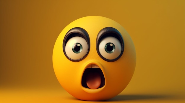 Un emoticón amarillo con dos ojos grandes y un fondo amarillo.