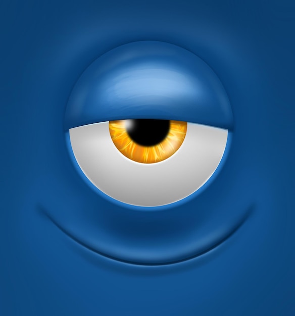 Emoticon azul com um sorriso sedutor