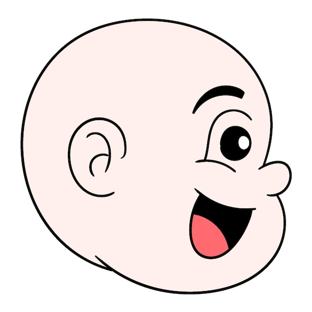 Foto emoticon de cabeza de niño de pelo calvo sonriendo