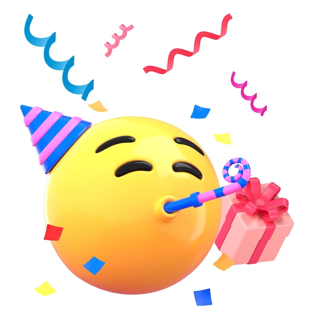 Emoticon de cumpleaños 3D png emoticon pegatina de fondo transparente