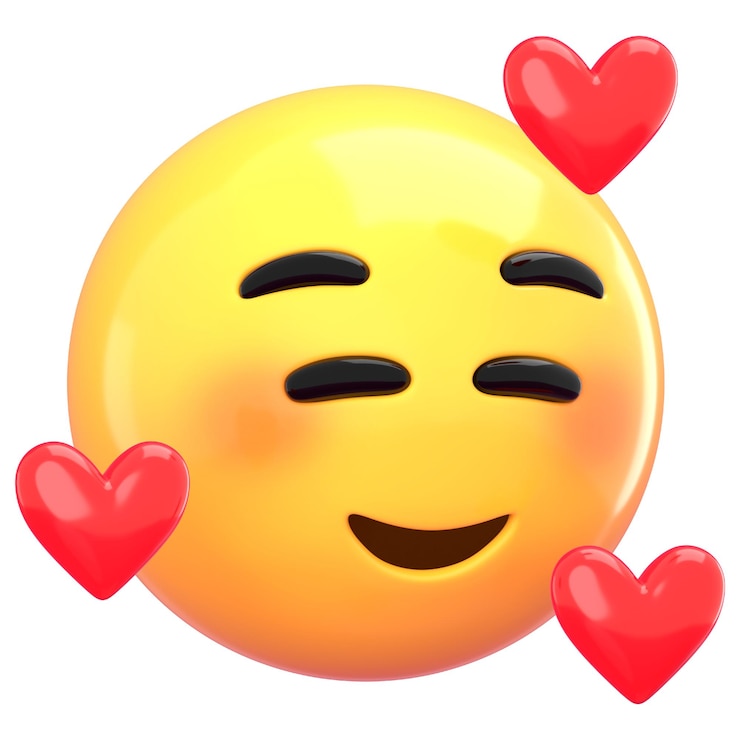 Foto emoticon de amor 3d png três corações adesivo fundo transparente