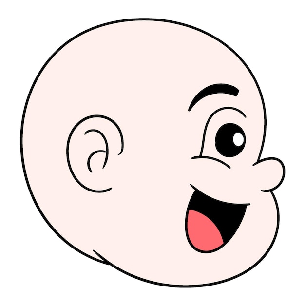 Foto emoticon de cabeça de bebê careca sorrindo