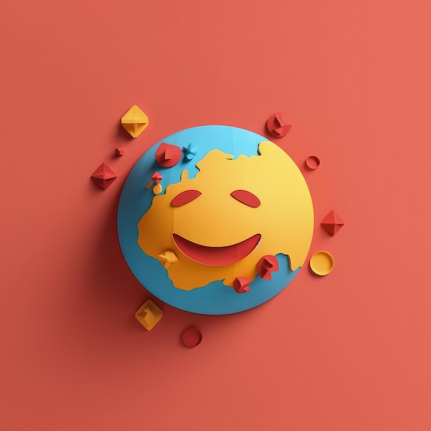 Foto emoticon delight ilustração de artesanato minimalista em 3d para as festividades do dia mundial do emoji