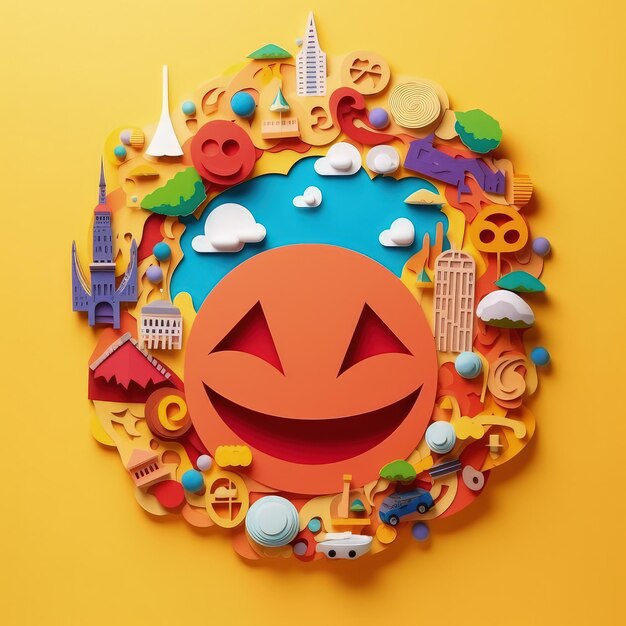 Emoticon Delight Ilustración artesanal minimalista en 3D para las festividades del Día Mundial del Emoji