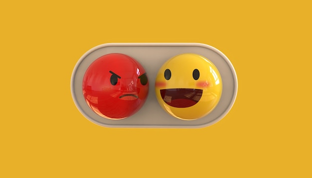 Foto emoticon emoji 3d sobre fondo amarillo
