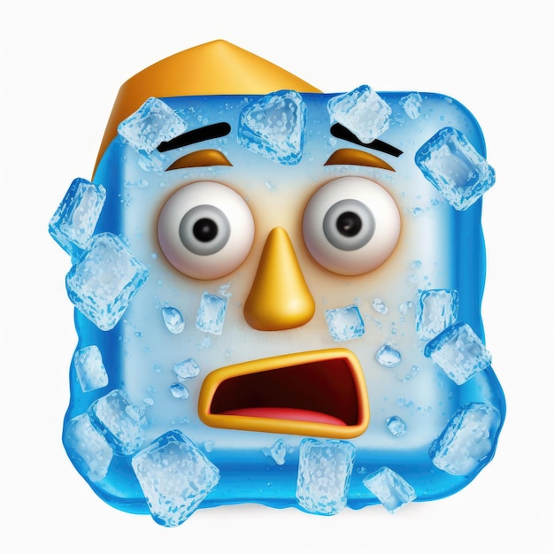 Foto emoticon expresivo cara emoji de hielo