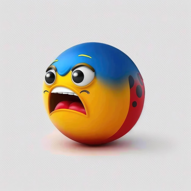 Foto emoticon expresivo emoji de cara coloreado con tinta