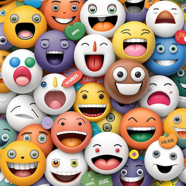 Foto emoticon expressivo emoji de rosto colorido com tinta