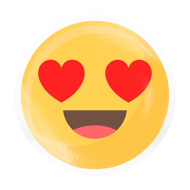 Emoticon de ojos de corazón pegatina de insignia png en fondo transparente