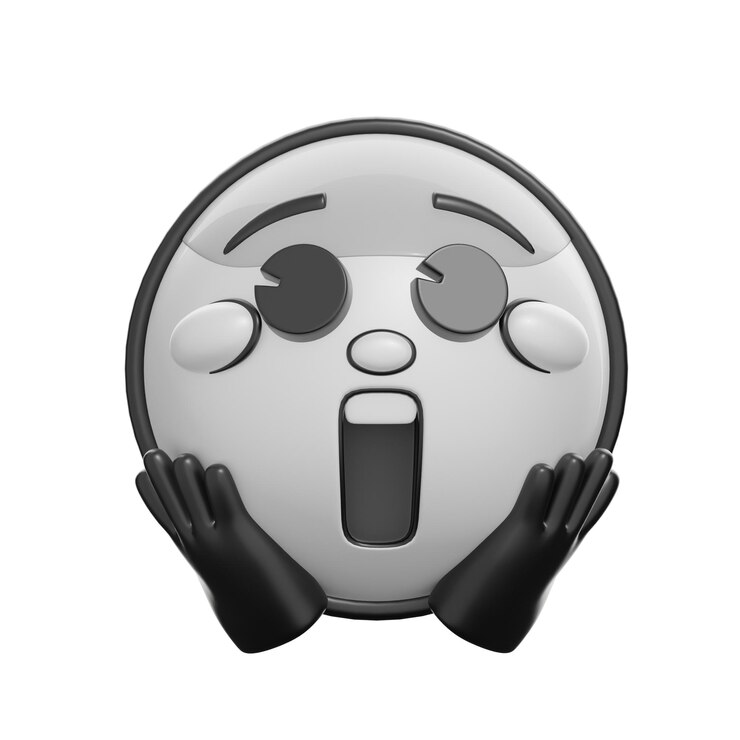 Foto emoticon retrô 3d com ilustração de expressão surpresa