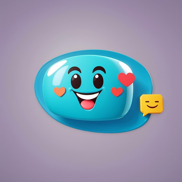 Emoticon de sonrisa feliz con burbuja de habla de conversación icono de conversación feliz emoji sonriente ilustración vectorial estilo de dibujos animados plano adecuado para página de aterrizaje web banner flyer pegatina tarjeta de fondo