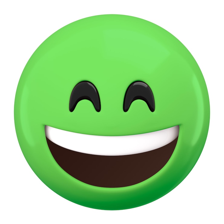 Foto emoticon verde con sonrisa pegatina png ilustración 3d de fondo transparente