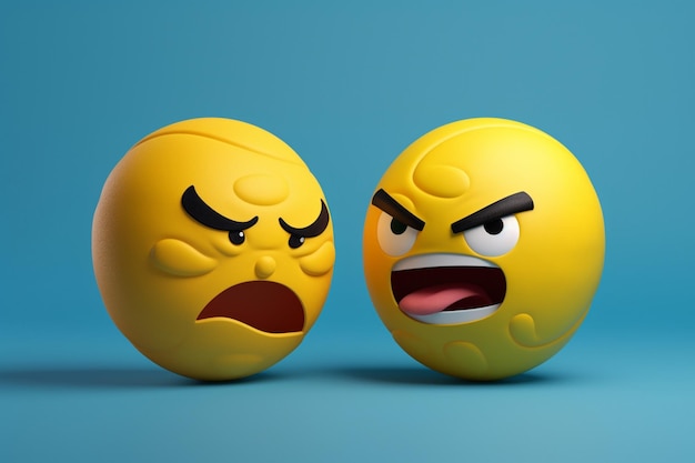 Los emoticones amarillos divertidos son una ilustración en 3D.