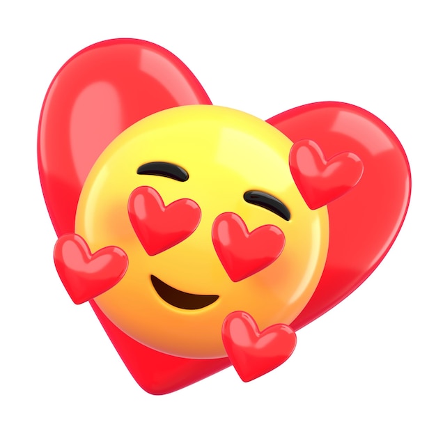 Los emoticones de amor 3D png ojos de corazón pegatina fondo transparente