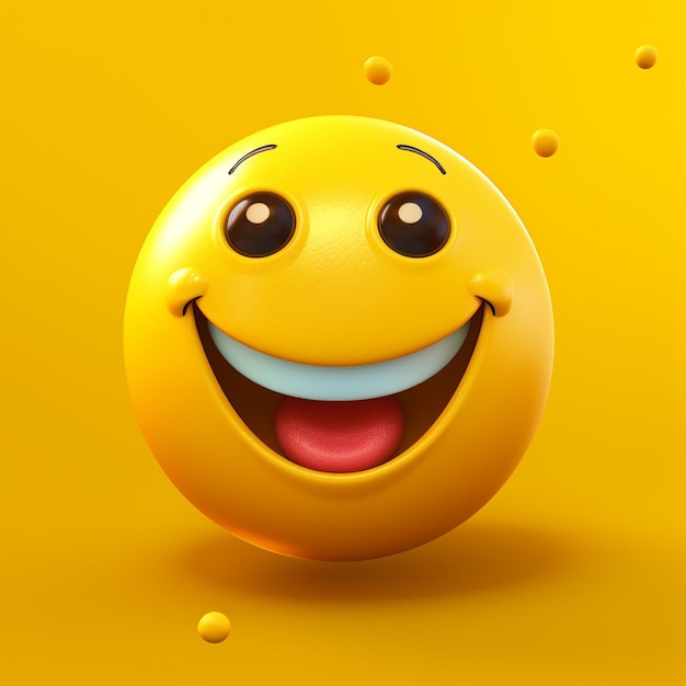 Emoticono sonriente aislado sobre fondo amarillo ilustración 3d