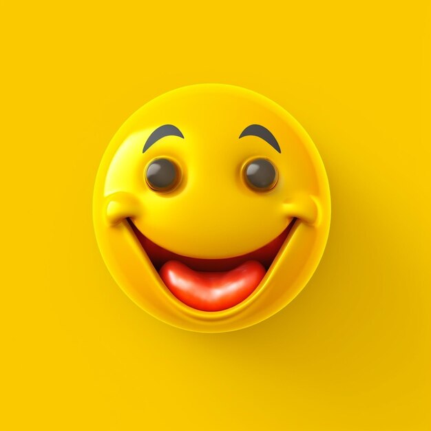 Foto emoticono sonriente aislado sobre fondo amarillo ilustración 3d