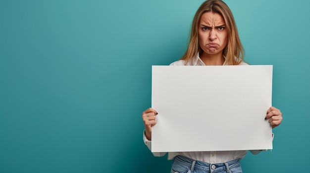 Foto emotional geladene opportunity ladies ausdruck von wut und protest bietet werbeplatz