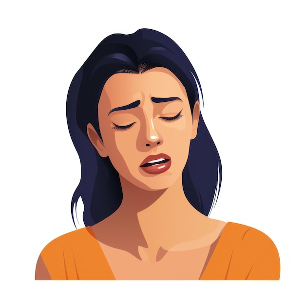 Emotionale Frau im minimalistischen Animationsstil, die von KI generiert wurde