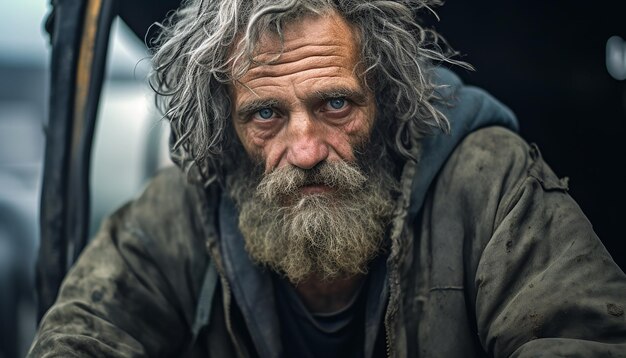 Foto emotionale redaktionelle porträtfotografie von obdachlosen