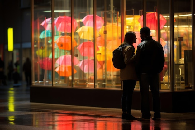 Emotionales Foto von Menschen im Neon-Retro-Stil