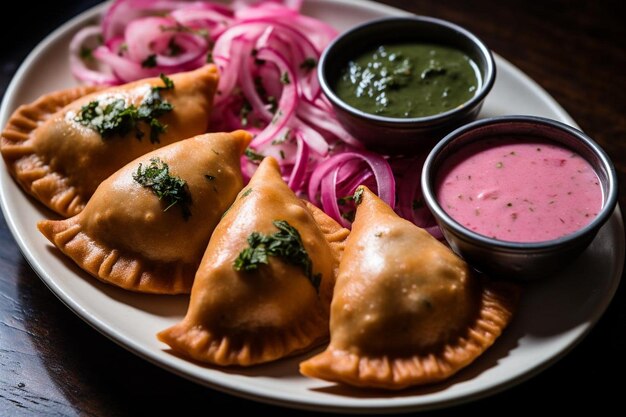 Empanadas de carne de res con queso fresco encurtido