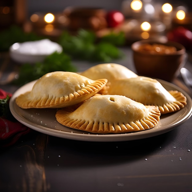 Foto empanadas em uma mesa de madeira