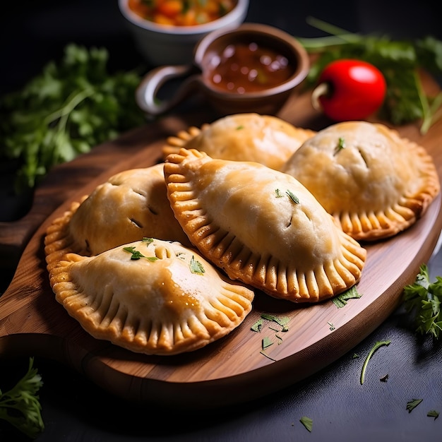 Empanadas en una mesa de madera