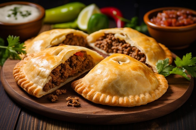 Foto empanadas de pino pastelería chilena con relleno de carne picada