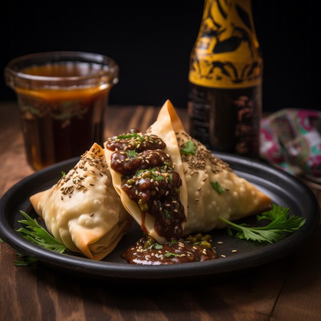 Foto empanadas vegetais únicas com o twist imperial stout