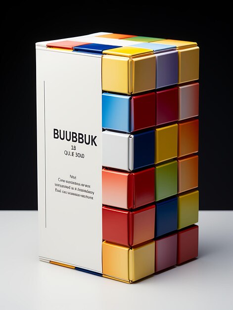 Foto empaque de caja en forma de cubo de rubik rompecabezas diseño inspirado encaje de cartón en blanco diseño sencillo y limpio