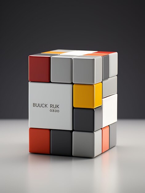 Foto empaque de caja en forma de cubo de rubik rompecabezas diseño inspirado encaje de cartón en blanco diseño sencillo y limpio