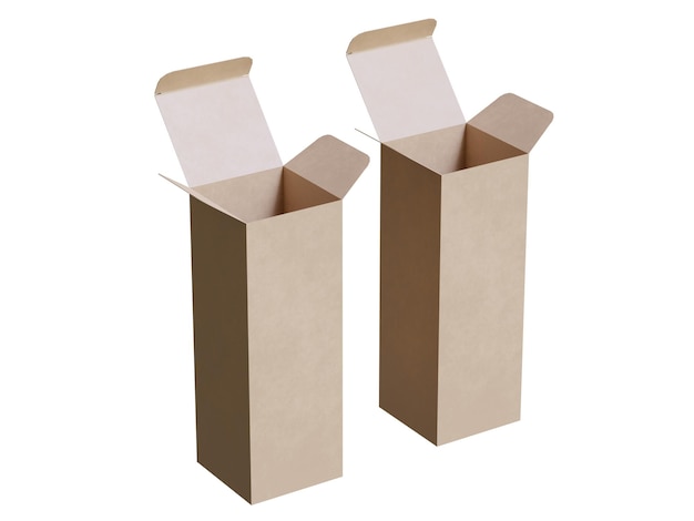 Empaque de cajas papel de cartón de fondo blanco con textura realista