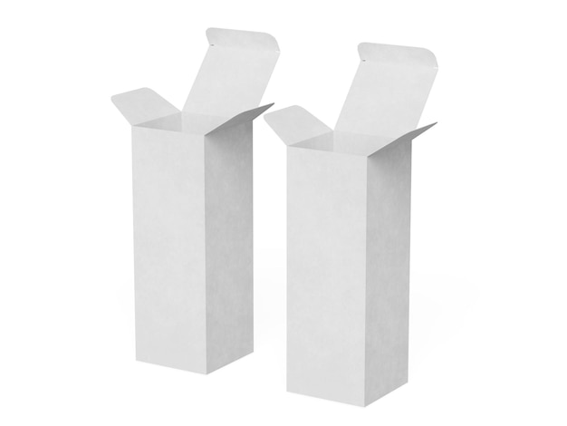 Empaque de cajas papel de cartón de fondo blanco con textura realista